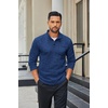 COOFANDY Men’s Quarter Button Pullover Sweater Mock Neck Thermal Fleece(Navy Blue)