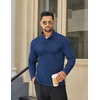 COOFANDY Men’s Quarter Button Pullover Sweater Mock Neck Thermal Fleece(Navy Blue)