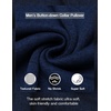 COOFANDY Men’s Quarter Button Pullover Sweater Mock Neck Thermal Fleece(Navy Blue)