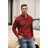 COOFANDY Men’s Quarter Button Pullover Sweater Mock Neck Thermal Fleece(Wine Red)