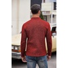 COOFANDY Men’s Quarter Button Pullover Sweater Mock Neck Thermal Fleece(Wine Red)