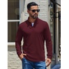 COOFANDY Mens Quarter Zip Pullover Casual Long Sleeve Knit Mock Neck Sweatshirt Lightweight Polo Sweater(Dark Red)