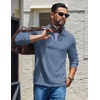 COOFANDY Mens Quarter Zip Pullover Casual Long Sleeve Knit Mock Neck Sweatshirt Lightweight Polo Sweater(Dusty Blue)