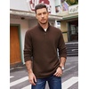 COOFANDY Mens Quarter Zip Pullover Casual Mock Neck Sweatshirt Premium Cotton Long Sleeve Shirts(Brown)