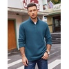 COOFANDY Mens Quarter Zip Pullover Casual Mock Neck Sweatshirt Premium Cotton Long Sleeve Shirts(Grey Blue)