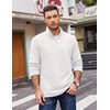 COOFANDY Mens Quarter Zip Pullover Casual Mock Neck Sweatshirt Premium Cotton Long Sleeve Shirts(White)