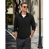 COOFANDY Mens Quarter Zip Pullover Long Sleeve Golf Pullover Lightweight(Black)