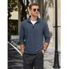 COOFANDY Mens Quarter Zip Pullover Long Sleeve Golf Pullover Lightweight(Dark Blue)