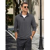COOFANDY Mens Quarter Zip Pullover Long Sleeve Golf Pullover Lightweight(Dark Grey)