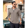COOFANDY Mens Quarter Zip Pullover Long Sleeve Golf Pullover Lightweight(Khaki)