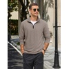 COOFANDY Mens Quarter Zip Pullover Long Sleeve Golf Pullover Lightweight(Khaki)