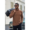COOFANDY Mens Quarter Zip Pullover Sweater Mock Neck Sweatshirt Casual Polo(Brown)