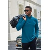 COOFANDY Mens Quarter Zip Pullover Sweater Mock Neck Sweatshirt Casual Polo(Dark Blue)