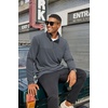 COOFANDY Mens Quarter Zip Pullover Sweater Mock Neck Sweatshirt Casual Polo(Dark Grey)