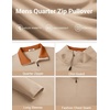 COOFANDY Mens Quarter Zip Pullover Sweater Mock Neck Sweatshirt Casual Polo(Khaki&brown Collar)