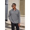 COOFANDY Mens Quarter Zip Pullover Sweater Mock Neck Sweatshirt Casual Polo(Light Grey)