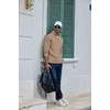 COOFANDY Mens Quarter Zip Pullover Sweatshirt Casual Rib Mock Neck Sweater(Khaki)
