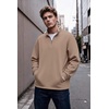 COOFANDY Mens Quarter Zip Pullover Sweatshirt Casual Rib Mock Neck Sweater(Khaki)