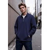 COOFANDY Mens Quarter Zip Pullover Sweatshirt Casual Rib Mock Neck Sweater(Navy Blue)