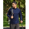 COOFANDY Mens Thermal Fleece Shirt Mock Turtle Neck Base Layer Long Sleeve Athletic Warm Undershirt(04 Navy Blue)