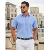 COOFANDY Mens Untucked Dress Shirts Short Sleeve Casual Button Down Shirt(Light Blue)