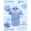 COOFANDY Mens Untucked Dress Shirts Short Sleeve Casual Button Down Shirt(Light Blue)
