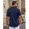 COOFANDY Mens Untucked Dress Shirts Short Sleeve Casual Button Down Shirt(Navy Blue)