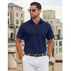 COOFANDY Mens Untucked Dress Shirts Short Sleeve Casual Button Down Shirt(Navy Blue)