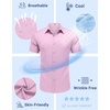 COOFANDY Mens Untucked Dress Shirts Short Sleeve Casual Button Down Shirt(Pink)