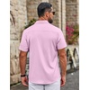 COOFANDY Mens Untucked Dress Shirts Short Sleeve Casual Button Down Shirt(Pink)
