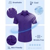 COOFANDY Mens Untucked Dress Shirts Short Sleeve Casual Button Down Shirt(Purple)
