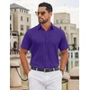 COOFANDY Mens Untucked Dress Shirts Short Sleeve Casual Button Down Shirt(Purple)