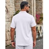 COOFANDY Mens Untucked Dress Shirts Short Sleeve Casual Button Down Shirt(White)