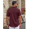 COOFANDY Mens Untucked Dress Shirts Short Sleeve Casual Button Down Shirt(Wine Red)