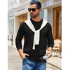 COOFANDY Mens Waffle Thermal Long Sleeve Shirts Casual Crew Neck T Shirt(All Black)