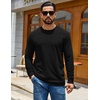 COOFANDY Mens Waffle Thermal Long Sleeve Shirts Casual Crew Neck T Shirt(All Black)