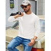 COOFANDY Mens Waffle Thermal Long Sleeve Shirts Casual Crew Neck T Shirt(All White)