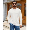 COOFANDY Mens Waffle Thermal Long Sleeve Shirts Casual Crew Neck T Shirt(All White)