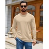 COOFANDY Mens Waffle Thermal Long Sleeve Shirts Casual Crew Neck T Shirt(Beige)