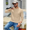 COOFANDY Mens Waffle Thermal Long Sleeve Shirts Casual Crew Neck T Shirt(Beige)