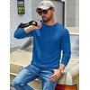 COOFANDY Mens Waffle Thermal Long Sleeve Shirts Casual Crew Neck T Shirt(Blue)