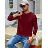 COOFANDY Mens Waffle Thermal Long Sleeve Shirts Casual Crew Neck T Shirt(Burgundy)