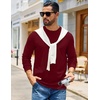 COOFANDY Mens Waffle Thermal Long Sleeve Shirts Casual Crew Neck T Shirt(Burgundy)
