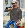 COOFANDY Mens Waffle Thermal Long Sleeve Shirts Casual Crew Neck T Shirt(Dark Grey)