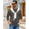 COOFANDY Mens Waffle Thermal Long Sleeve Shirts Casual Crew Neck T Shirt(Dark Grey)
