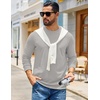 COOFANDY Mens Waffle Thermal Long Sleeve Shirts Casual Crew Neck T Shirt(Light Grey)