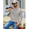 COOFANDY Mens Waffle Thermal Long Sleeve Shirts Casual Crew Neck T Shirt(Light Grey)