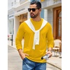COOFANDY Mens Waffle Thermal Long Sleeve Shirts Casual Crew Neck T Shirt(Yellow)