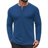 COOFANDY Mens Henley Shirts Long Sleeve Casual Pullover Button T-Shirt(Denim Blue)