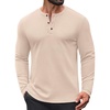 COOFANDY Mens Henley Shirts Long Sleeve Casual Pullover Button T-Shirt(Light Khaki)